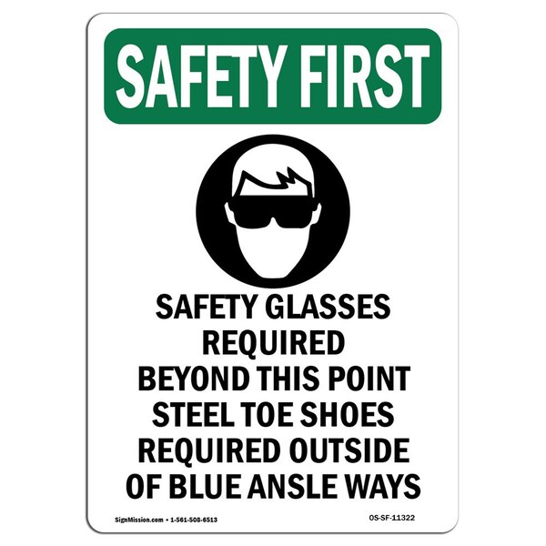 Signmission OSHA Sign, Glasses Required, 10in X 7in Rigid Plastic, 7" W, 10" H, Portrait, OS-SF-P-710-V-11322 OS-SF-P-710-V-11322 - main